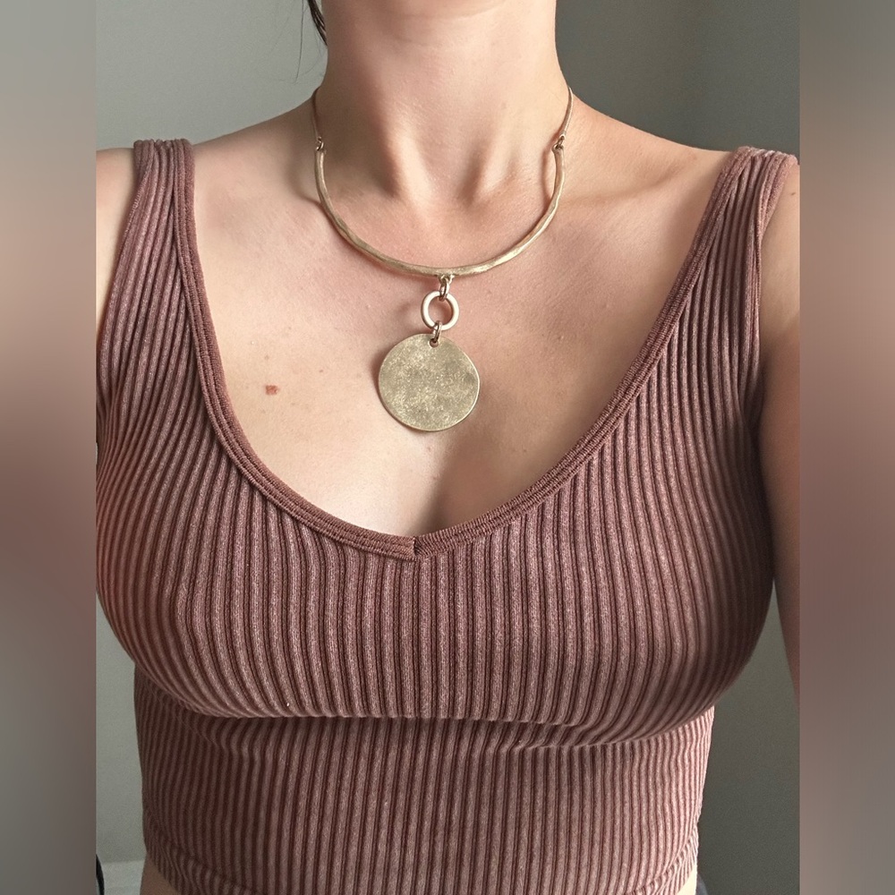 Eclectic hand crafted gold statement necklace